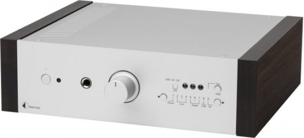 MaiA DS2 Stereo-Vollverstärker mit 9 Eingangsoptionen von Pro-Ject silber Wangen Eukalyptus