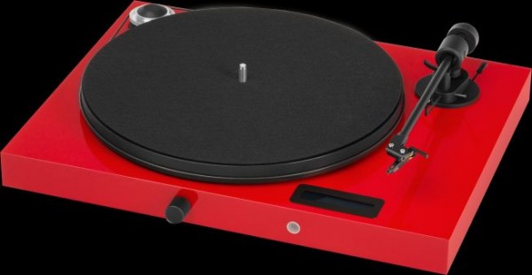 Plattenspieler Juke Box E mit Ortofon OM 5 E hochglanz Rot von Pro-Ject